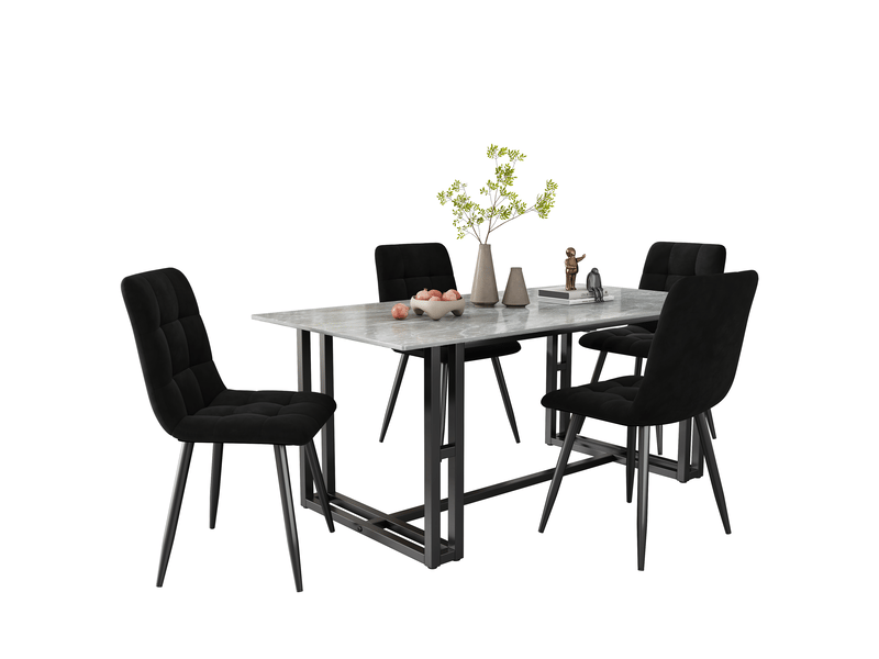  Lot de 4 chaises de salle à manger en velours noir WF297198AAS - Conforama A