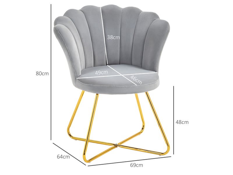  Fauteuil en velours avec pieds en acier gris 69x64x80 cm  - Conforama C