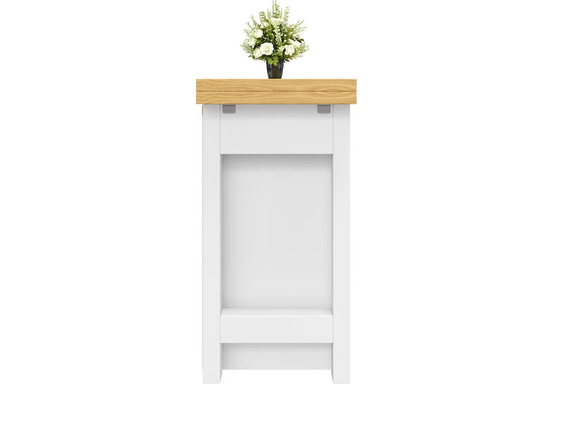 Buffet blanc extensible avec éclairage led, meuble rangement cuisine rotatif 360°, mdf et verre, 120x72 cm - Conforama E