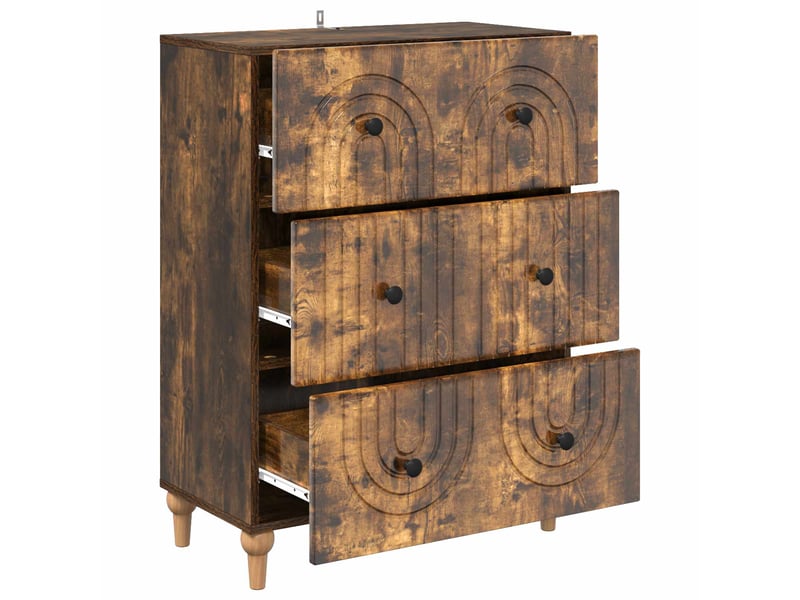  Armoire de rangement bureau, armoire à tiroirs chêne fumé 66 x 34,5 x 90 cm shl24  - Conforama E