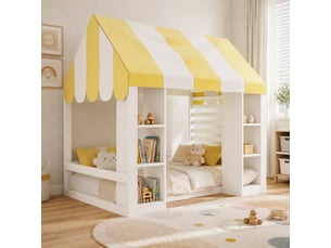 Lit baldaquin 90x200 cm <strong>HAUSS SPOLE</strong>  <strong></strong> coloris blanc