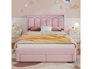 Lit avec rangement 140x200 cm <strong>HAUSS SPOLE</strong>  <strong></strong> coloris rose