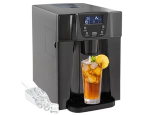 Machine à glaçons avec distributeur d'eau, ice maker, 12kg en 24h, 9 glaçons en 6-10 minutes, 25,2x38,9x36,3cm, noir