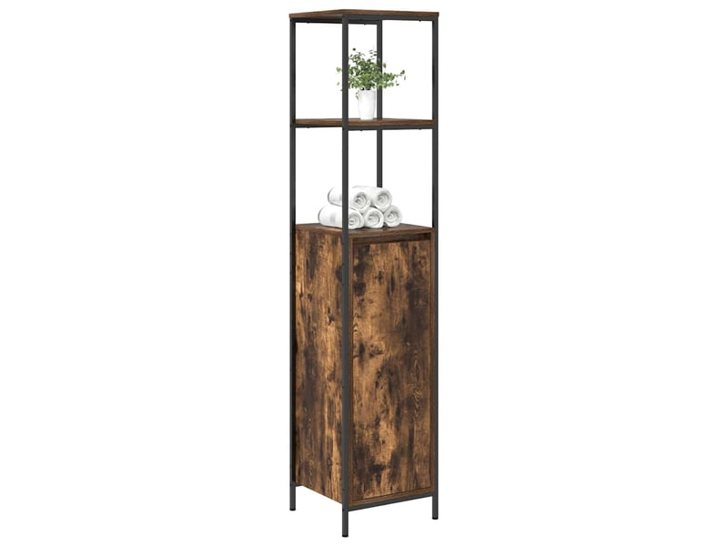Meuble de salle de bain avec étagères chêne fumé 36x35x165 cm - Conforama D