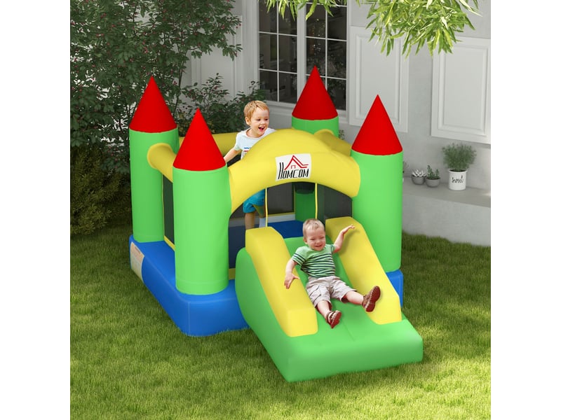  Château gonflable avec toboggan et filet de sécurité, jusqu'à 100 kg, 3-10 ans, 300 x 180 x 160 cm  - Conforama D