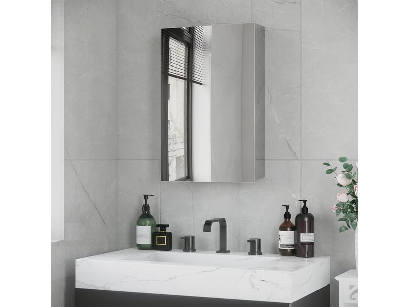 Armoire miroir de salle de bain en acier inoxydable murale armoire de toilette 39 x 12 x 60 cm  - Conforama A
