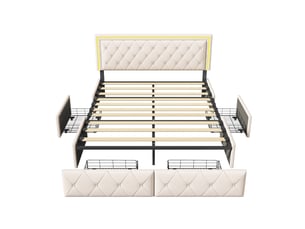 Lit avec rangement 160x200 cm <strong>BRILVERDE </strong>  <strong></strong> coloris beige