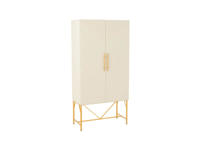  Armoire 2 portes 90x45x185 cm écru et doré - burli  - Conforama B