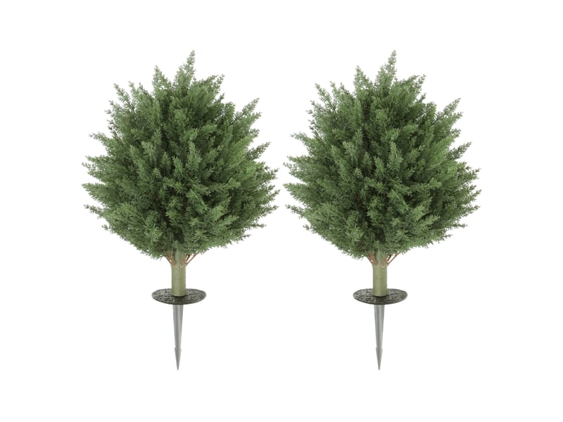  Plante artificielle lot de 2 avec piquet, feuillage dense résistant aux uv pour intérieur et extérieur vert  - Conforama A