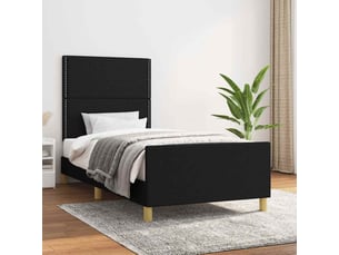 Lit adulte, lit simple, cadre de lit sans matelas noir 100x200cm tissu cf15148