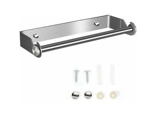 Enowelir support mural déroulant pour rouleaux de cuisine papier essuie-tout et film aluminium argenté