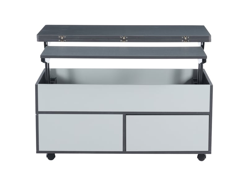 Table basse relevable avec 1 tiroir, 1 porte, rangement et roulettes, pour salon, en panneau de particules, 100×98×65 cm - uvrion - Conforama A
