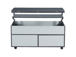 Table basse relevable avec 1 tiroir, 1 porte, rangement et roulettes, pour salon, en panneau de particules, 100×98×65 cm - uvrion