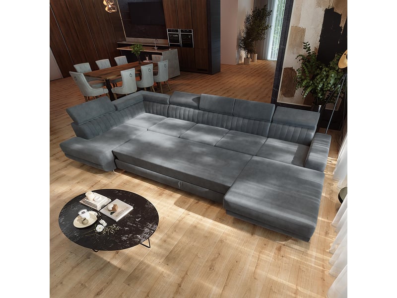 Canapé d'angle gaian, velours gris - Conforama D