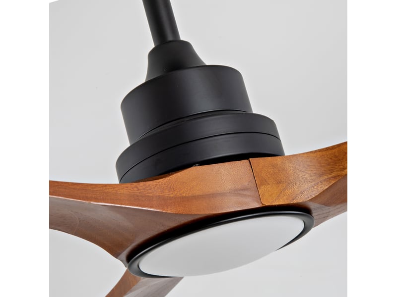  Ventilateur de plafond 52 pouces avec lumière, 3 pales en bois foncé, moteur dc silencieux et télécommande  - Conforama D