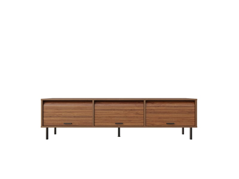  Meuble tv effet noyer à 3 portes coulissantes, style rétro 180cm  - Conforama A