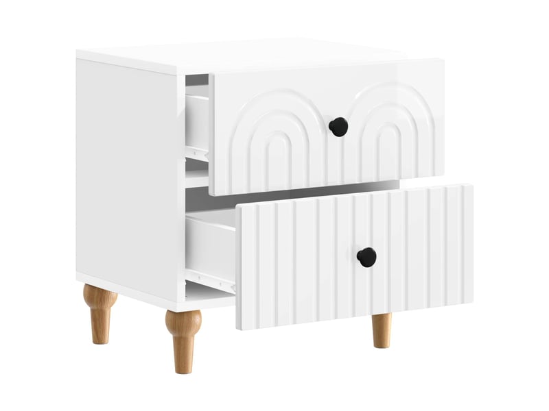 Table de chevet 2 pièces blanc brillant 43 x 34,5 x 48 cm - Conforama D