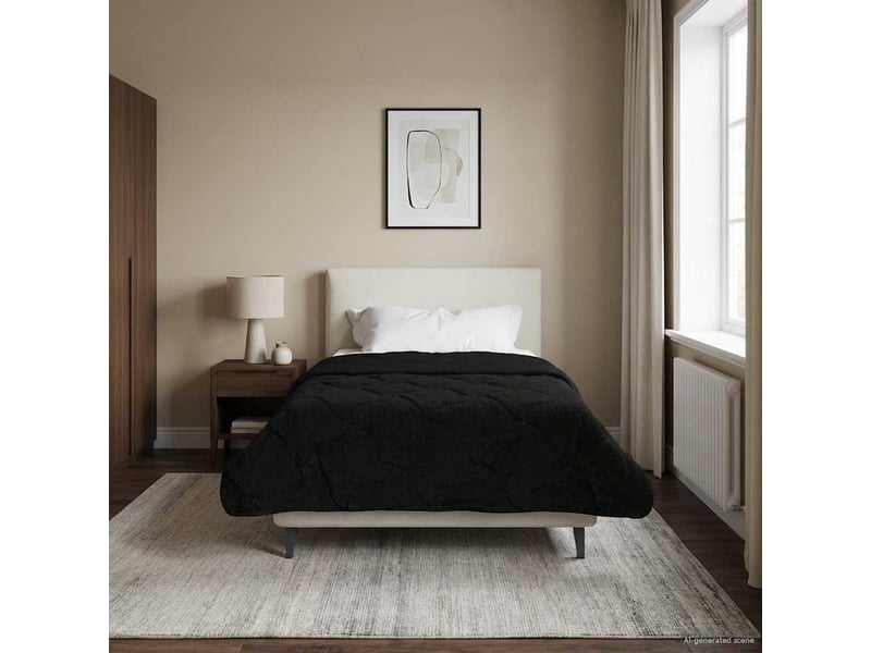  Duvet - couette complet toute l'année matelassé noir 140 x 220 cm  - Conforama D