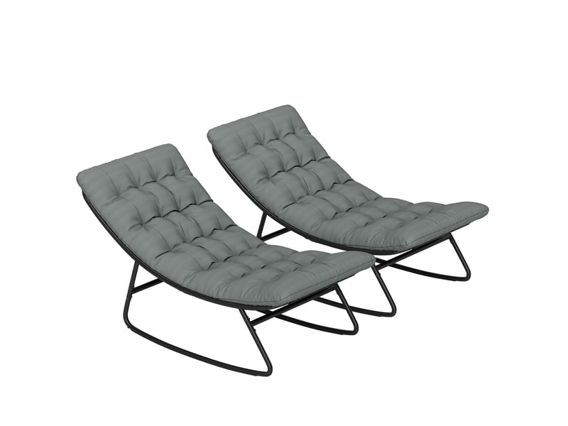 Lot de 2 fauteuils à bascule, chaise à bascule, rocking chair, polyester, 101x64x71cm, gris foncé - Conforama A