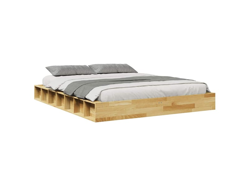  Lit double- lit adulte -  cadre de lit sans matelas 140x200 cm bois massif de chêne  - Conforama D