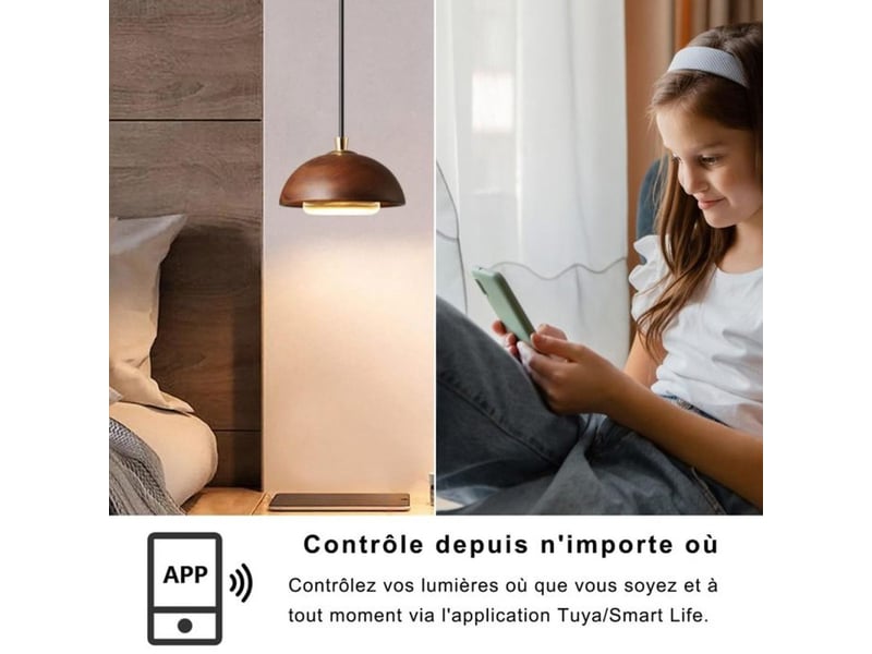 Interrupteur wifi tactile 1 voie 1 gang noir 5-300 w tuya smart life alexa google 365276_AAAXJ75516_6_DROPFR - Conforama C