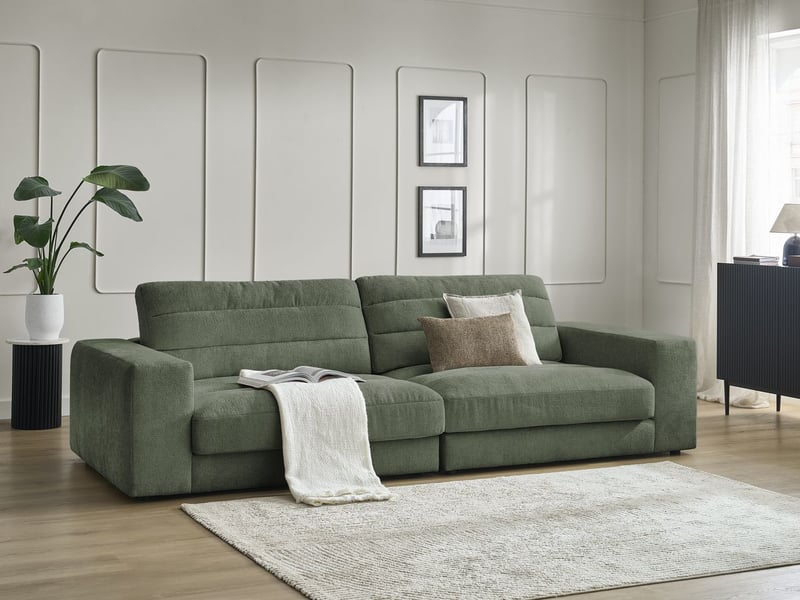  Bobochic canapé droit fixe 3 places sierra tissu texturé vert foncé SIERRA - Conforama B