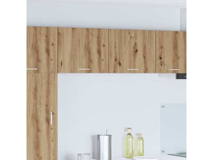 Meuble de rangement cuisine, armoire suspendue chêne artisan et blanc 50x31x40cm
