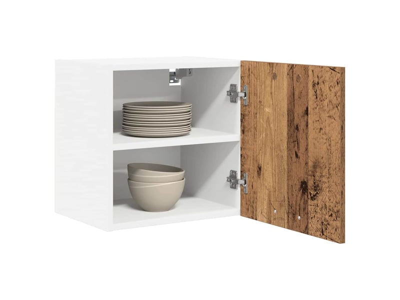 Meuble de rangement cuisine, armoire suspendue bois ancien et blanc 40x31x40cm - Conforama C