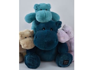 Peluche hippo hip pop bleu canard - 25 cm