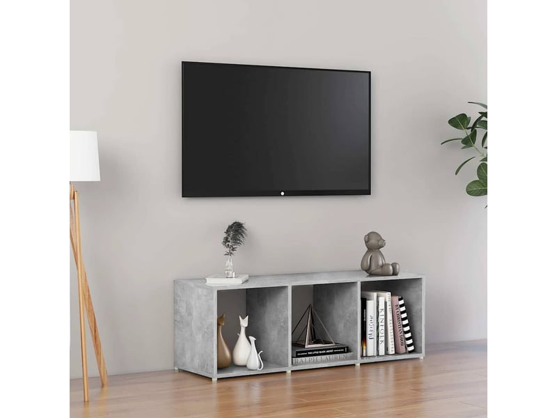  Meuble tv - banc tv - meuble de rangement gris béton 107x35x37 cm bois d’ingénierie  - Conforama B