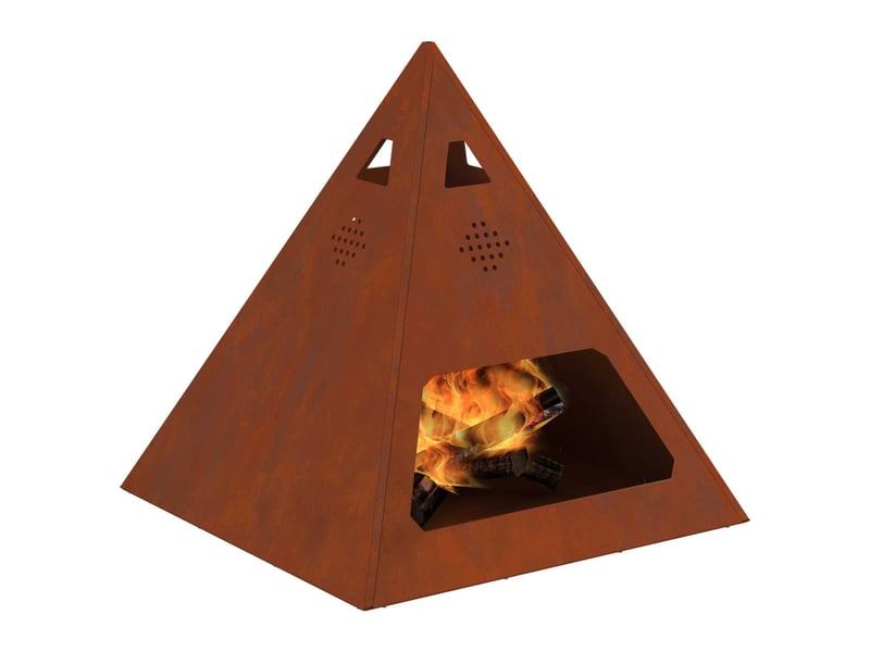  Brasero exterieur, foyer camping rouillé 50x50x51 cm acier patiné  - Conforama C