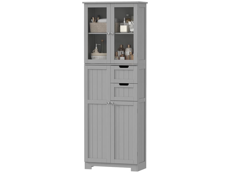  Meuble de salle de bain haut meuble de rangement 60x30x170cm gris  - Conforama B