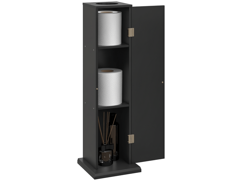Porte-papier toilette à trois niveaux avec distributeur intégré, pour petites salles de bain, noir - Conforama A