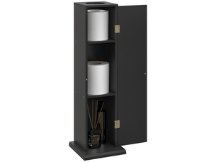 Porte-papier toilette à trois niveaux avec distributeur intégré, pour petites salles de bain, noir