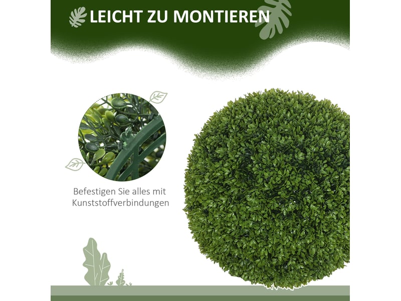  Lot de 2 boules de buis artificiel ø40 cm – vert – décoration intérieure et extérieure en plastique  - Conforama E
