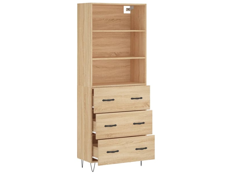  Buffet haut - bahut - meuble de rangement chêne sonoma 69,5x34x180 cm bois d'ingénierie  - Conforama D