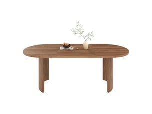 Table à manger rectangulaire couleur noyer, 200 x 90 cm, 6–8 places, coins arrondis