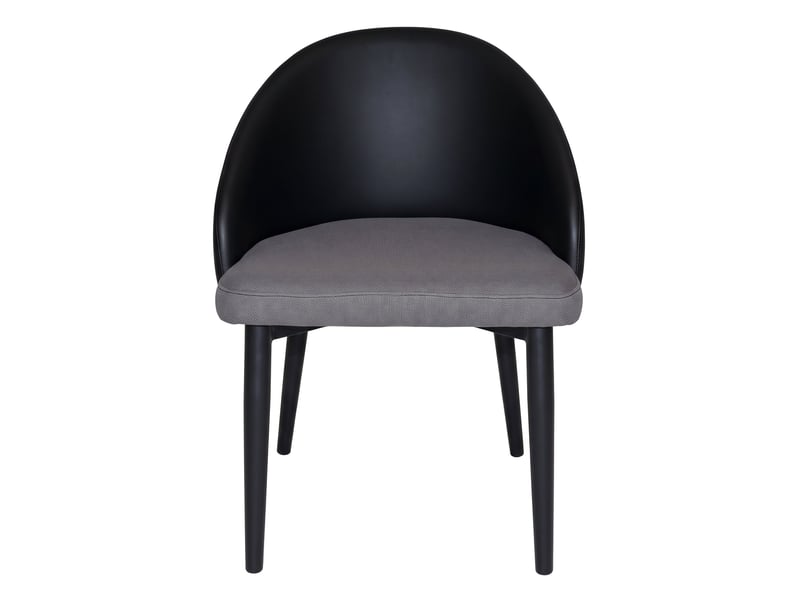  Ensemble table et 4 chaises de salle à manger – table ronde extensible 110/150x110 cm – chaises ergonomiques simili cuir noir, assise maille grise respirante  - Conforama E