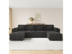 Canapé droit fixe <strong></strong> <strong>Morn Vibe</strong> 6 places Tissu gris