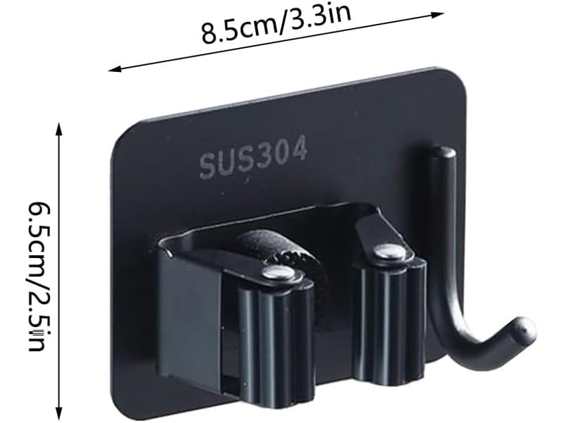  Lot de 2 supports muraux en acier inoxydable avec crochet pour balai de cuisine, salle de bain, buanderie, jardin, garage, noir CSLJY-LIEN0002546CSLJY - Conforama B