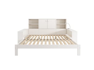 Lit coffre 90x200 cm <strong>HNCBB</strong> <strong></strong> coloris blanc