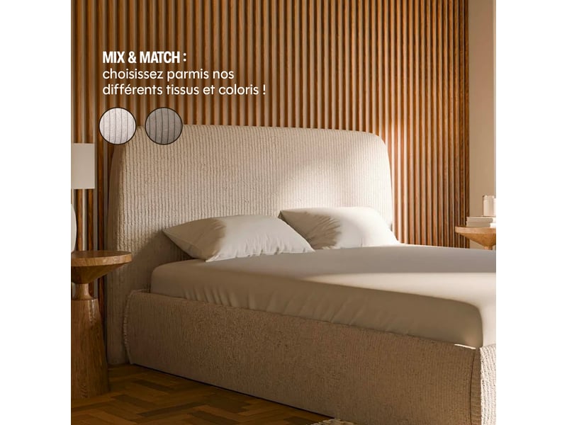Lit coffre éra beige - 160x200cm - velours côtelé Éra - Conforama D
