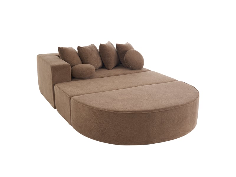 Canapé droit modulable convertible 5 places en tissu marron 263 cm, confort doux pour salon moderne - Conforama A