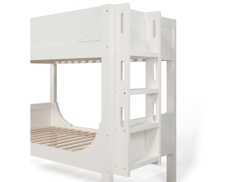  Lit superposé 90x200 cm 2 couchages avec échelle, mdf et bois, blanc, matelas non inclus  - Conforama E