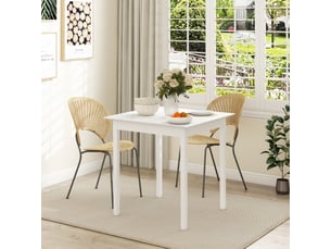 Table carrée 75x75x76 cm bois blanc, pour 2 personnes, cuisine ou salle à manger