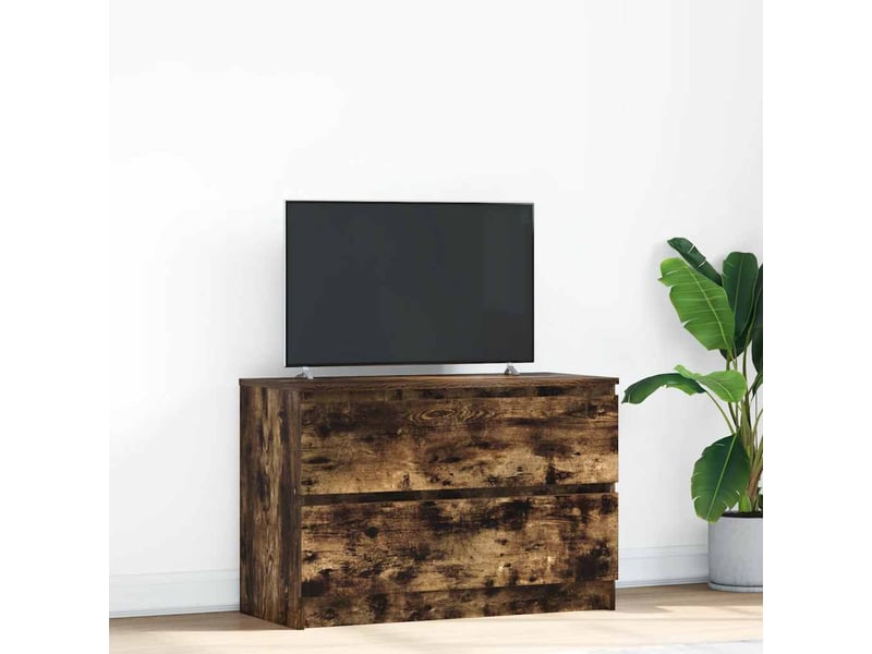  Meuble tv - banc tv - meuble de rangement chêne fumé 80x35x54 cm bois d'ingénierie  - Conforama B