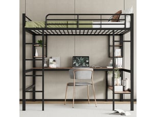 Lit mezzanine 140x200 cm <strong>MERAX</strong>  <strong>lit enfant noir</strong> coloris noir