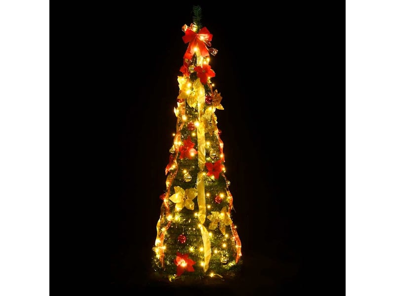 Sapin de noël artificiel, arbre de noël escamotable 50 led vert 120 cm shl3182 - Conforama A