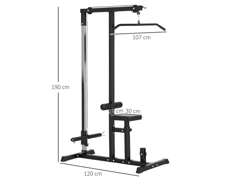  Station de musculation 107x120x190 cm multifonctionnelle à poulie métal noir  - Conforama D