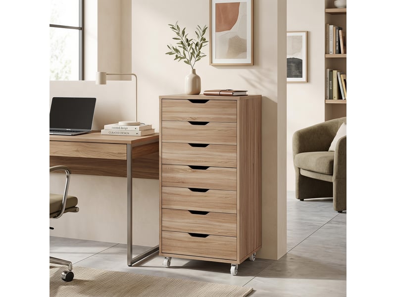  Caisson de bureau à roulette meuble rangement bureau avec 7 tiroirs organisateur pour documents, format a4 ou lettres  - Conforama D